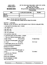 Đề thi chọn học sinh năng khiếu cấp huyện môn Tiếng Anh Lớp 6 (Thí nghiệm) - Năm học 2016-2017 (Có đáp án)